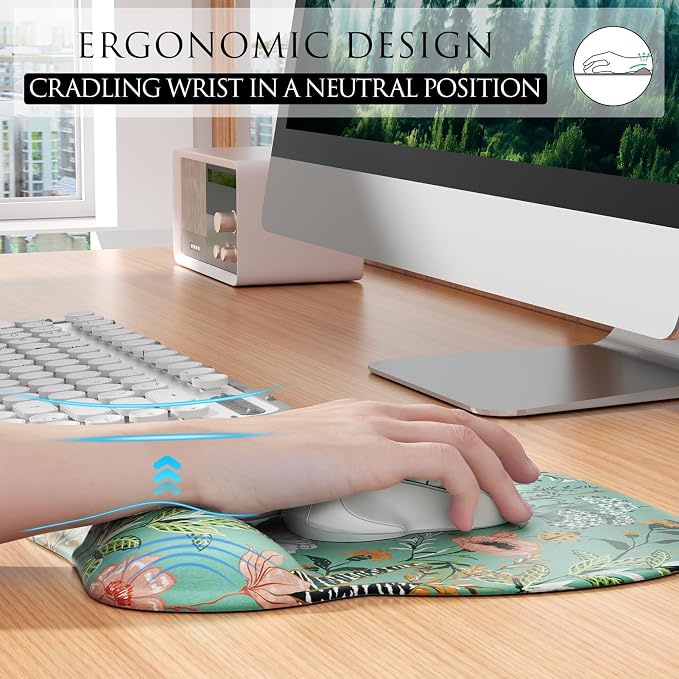 MROCO Ergonomic Mouse Pad Gel Wrist Rest, 9.4 x 8.1 in, Garden Whispers | - Image 4
