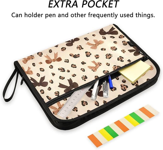 Expanding File Folder Leopard Print Cheetah Bow Pattern Accordion File - Image 6