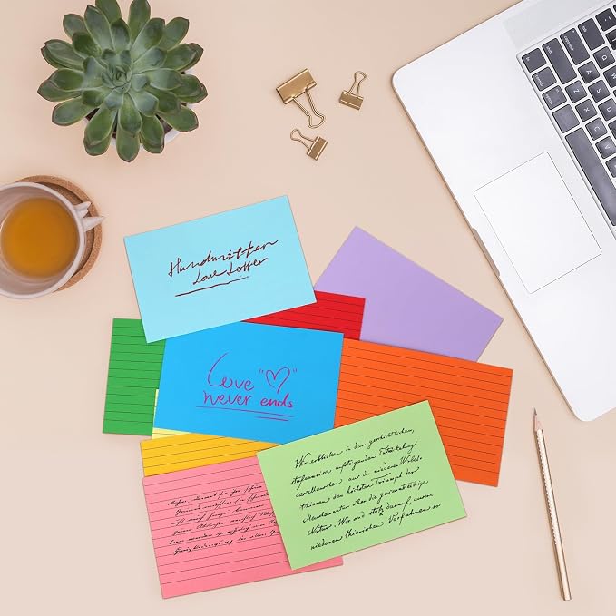 Tecmisse Colored Index Cards 4x6, 300 Pack, 10 Colors Ruled Note Cards - Image 6