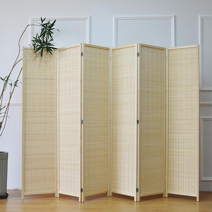 Furnnylane 6 Panel Bamboo Room Divider and Folding Panel Screen, Bamboo Panel - Image 2