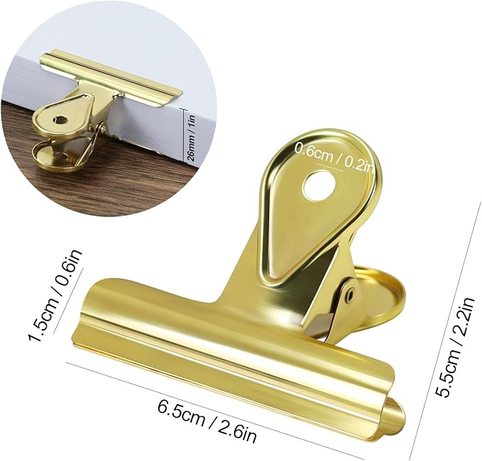 5 Pcs Bulldog Clips, 2.6x2.2 Inch Journal Clips, Metal Binder Clips, Heavy Duty - Image 5