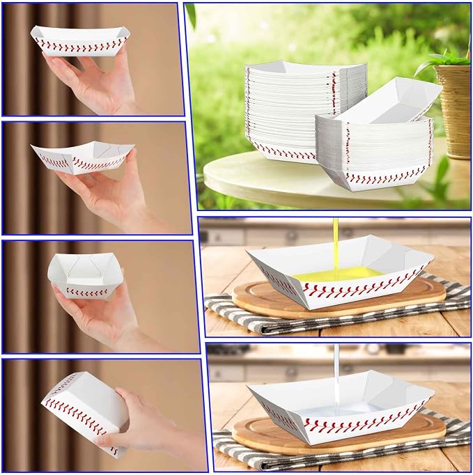 100 Pack 1 Lb Paper Food Boat Trays, Baseball Birthday Decorations Baseball - Image 4