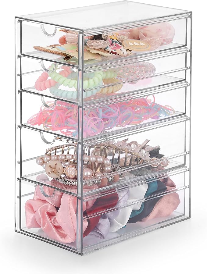 Hipiwe 5-Drawers Plastic Storage Organizer, Cosmetic Hair Tie Container - Image 9