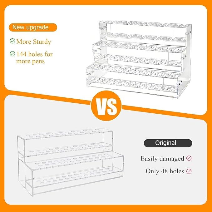 2pcs 144-Slots Pen Holder for Craft Shows, 3-Tier Acrylic Pen Display Stand - Image 6