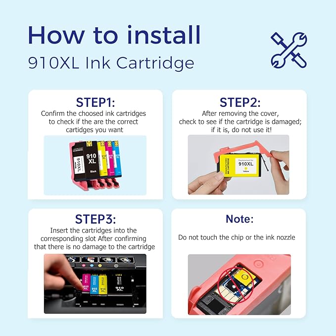 910XL Replacement for HP 910XL Ink Cartridges for HP Printers HP910 HP910XL 910 Ink Work for Office Jet Pro 8010 8010e 8015e 8020 8020e 8022e 8025 8025e 8028e 8030 8035e Black and Color - 4 Pack-DeskLoop Office