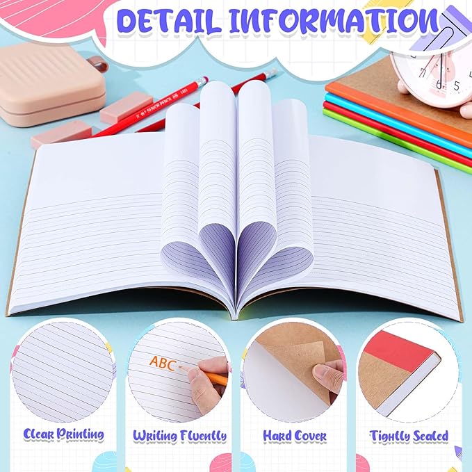 Henoyso 20 Pcs 120 Pages Primary Composition Notebooks K-2, Primary Journal Grades K-2, Writing Journal Practice Notebook for Kids in Preschool, Kindergarten, Back to School Supplies (Stylish)-DeskLoop Office