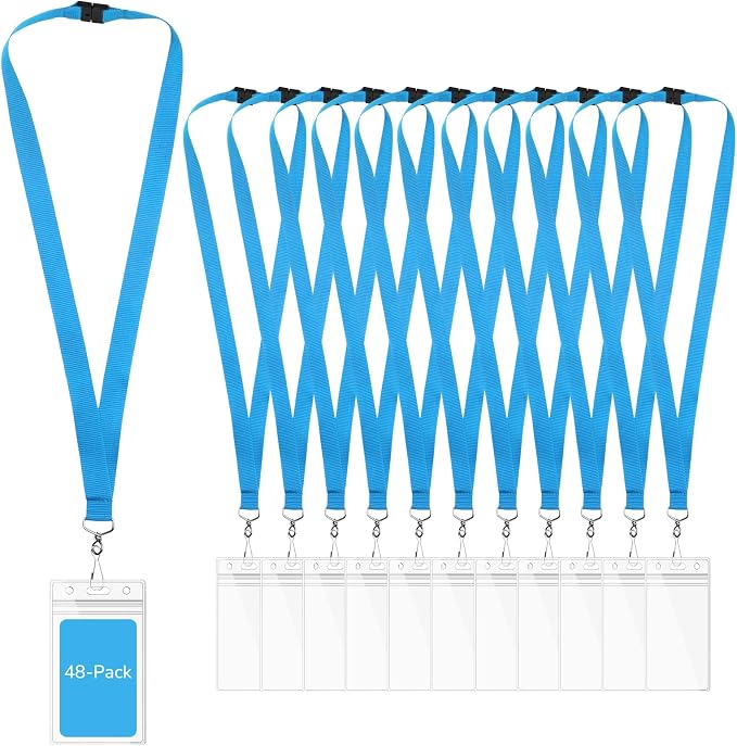 48-Pack Sky Blue Breakaway Lanyards by WEZEBEL