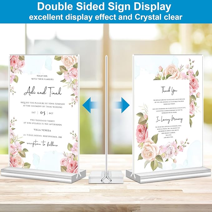 Acrylic Sign Holder 4x6, 16 Pack Clear Double Sided Clear Table Menu Vertical - Image 3