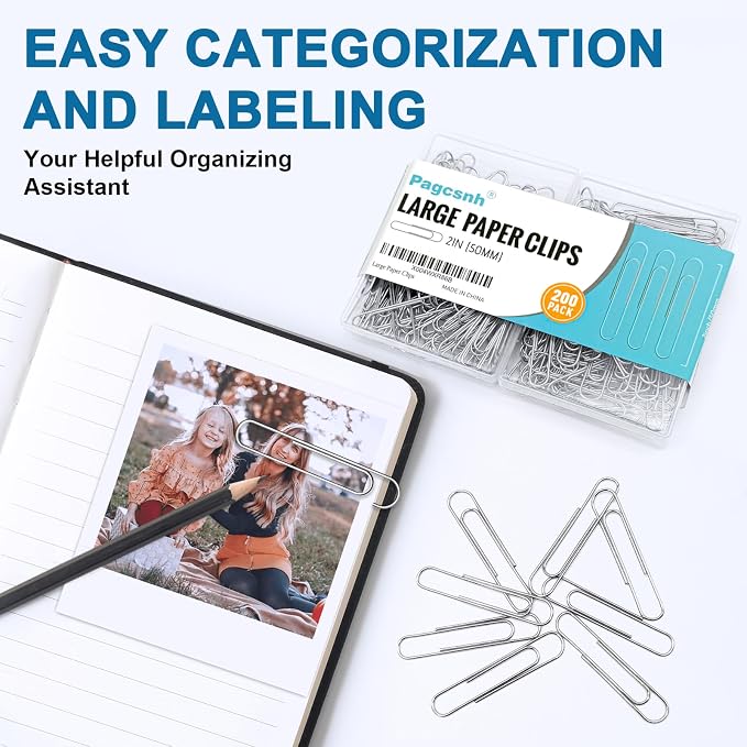 200 Pack 2In Jumbo Heavy Duty Paper Clips, Large Stainless Steel PaperClips - Image 6