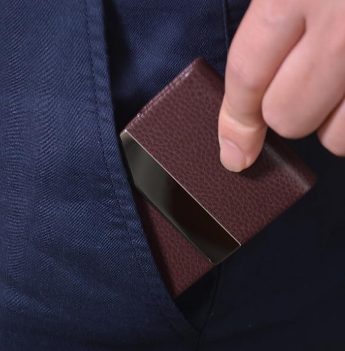 Business Card Holder with Ultra Slim Design, Business Card Case with Premium PU - Image 6