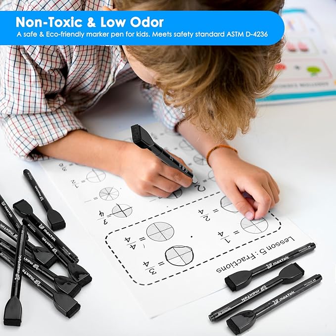 maxtek Magnetic Black Dry Erase Markers, Low Odor - Image 5