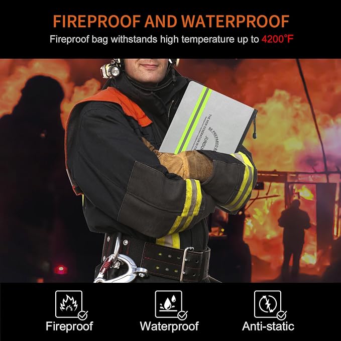 JUNDUN Fireproof Money Bag, 10.6"x6.7" Waterproof and Fireproof Cash Bag - Image 2