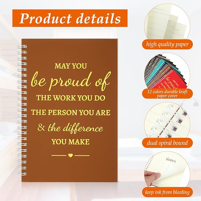 Colarr 24 Pcs A5 Inspirational Spiral Notebook Bulk Appreciation Gift 6x8 Inch Motivational Notepad 100 Page/50sheet Lined College Ruled Journal for Employee Coworker Teacher Nurse (Dark Colors)-DeskLoop Office