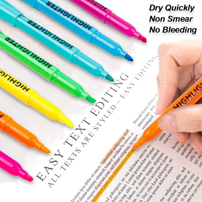 Lelix 30 Pack Highlighters, 10 Bright Colors, Chisel Tip, Quick Drying for Back to School, Office, Home, ideal for Highlighting Underlining-DeskLoop Office