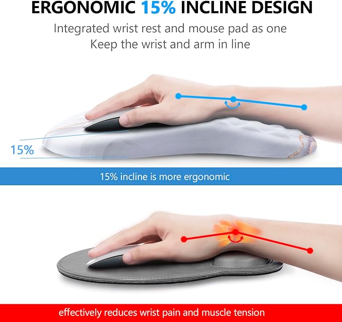 Mouse Pad Wrist Support, Laokiiy 2 in1 Keyboard Wrist Rest+ Ergonomic Mouse Pad - Image 2