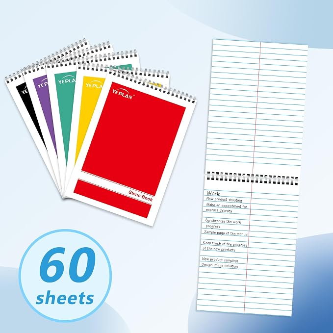 Yeplan Steno Pads Spiral Notebook 6x9 12 Pack, Top Spiral Notebook - Image 8