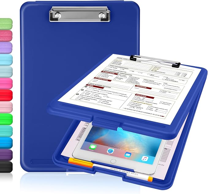Sooez Clipboard with Storage, Plastic Storage Clipboards with Low Profile Clip by Sooez