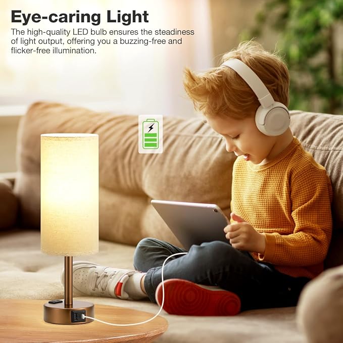 Fenmzee Brown Bedside Table Lamp - Image 5