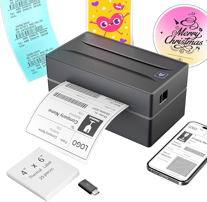 Thermal Shipping Label Printer 4x6 Bluetooth Label Maker by Unknown