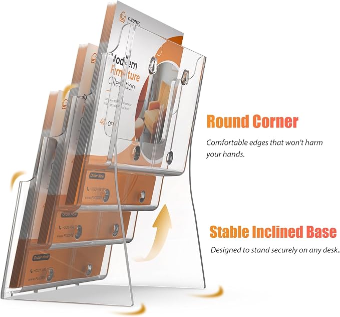 FUCDTEFC Acrylic Brochure Holder 8.5x11 & 4 x9 Inches, Literature Pamphlet - Image 5