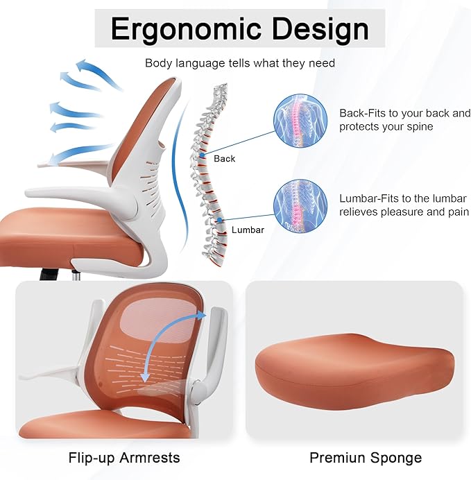 HYLONE Tall Drafting Chair Standing Desk Chair with Flip-Up Armrests, Adjustable Height Ergonomic Office Chair with Footrest Ring - High Stool Chair for Standing Desk (Pink)-DeskLoop Office