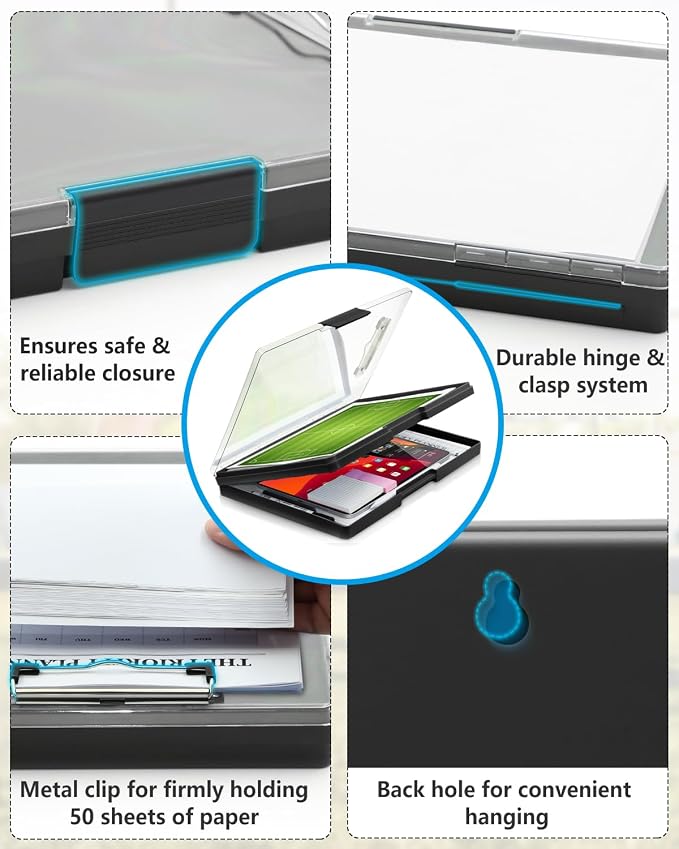 Clearview Clipboard with 2 Storage, Dry Erase 8.5x11 Heavy Duty ClipBoards - Image 5