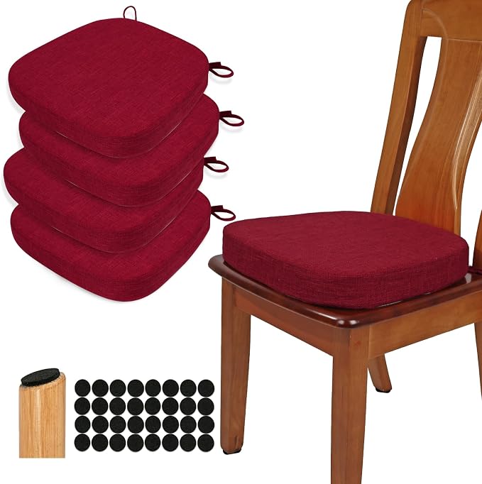BUYUE Thickened 2.5" Dining Chair Cushions Set of 4, U-Shape High Density Foam by BUYUE