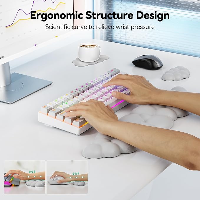 TECKNET Cloud Keyboard Wrist Rest Set, Cloud Wrist Rest - Image 3