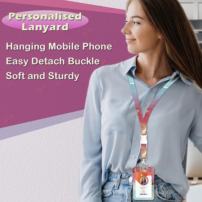 ID Badge Holder with Lanyard, Retractable ID Badge Card Holders Detachable Neck - Image 4