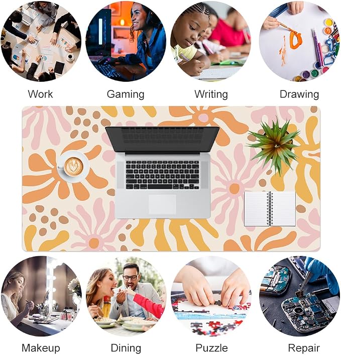 Colorful Star Large Mouse Pad, PU Leather Waterproof Desk Mat, Computer Gaming - Image 8