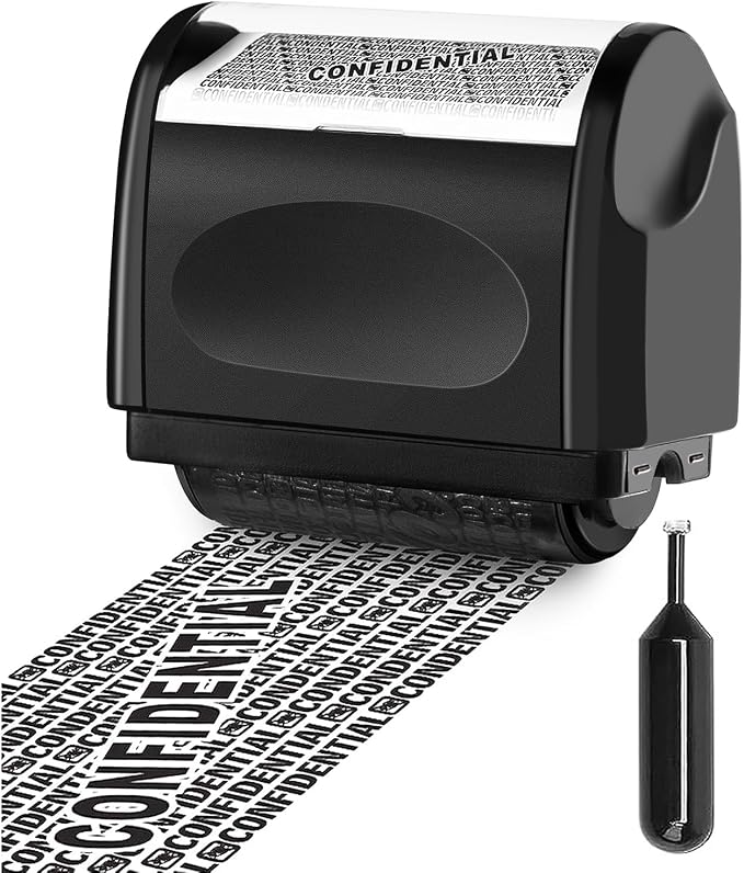 Identity Theft Protection Roller Stamp, 1 Refill Ink by TONOS