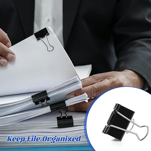 150pcs Binder Clips 1.25 Inches Medium Binder Office Clamps Black Paper Clips - Image 4