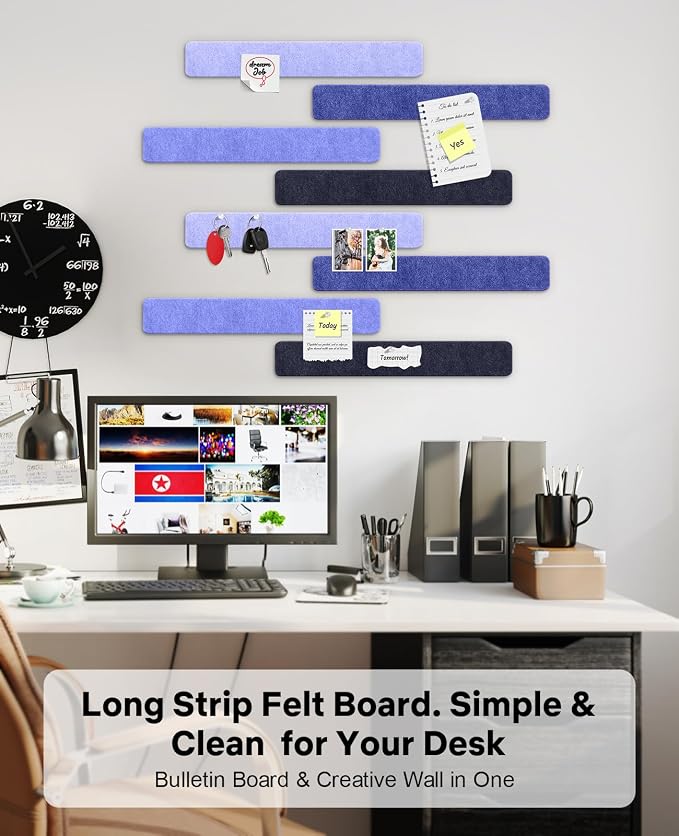 Small Cork Bulletin Board Tiles, Felt Wall Decor and Office Desk Accessories - Image 6
