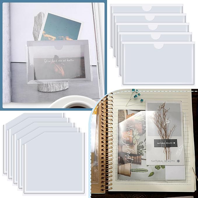 Junkin 20 Pcs Adhesive Pockets for Planners Index Card Pockets Planner - Image 4