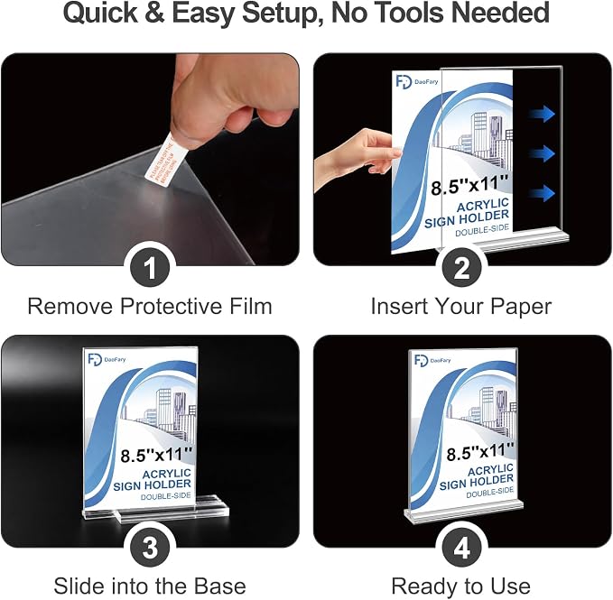 Daofary Acrylic Sign Holder 8.5 x 11, 18 Pack Double-Sided Stand up Table Top - Image 7