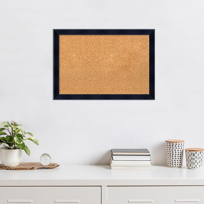 Amanti Art Natural Cork Board for Wall, 18x26 Vision Board with Black Wood Frame, Medium Corkboard Office Decor for Home Organization, Modern Contemporary Corkboard Pinboard to display items for home-DeskLoop Office