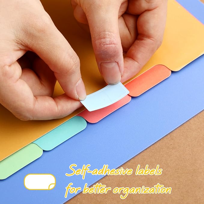 Honoson 12 Sets 8 Tab Dividers for 3 Ring Binders Plastic File 8.5 x 11 Inch - Image 4