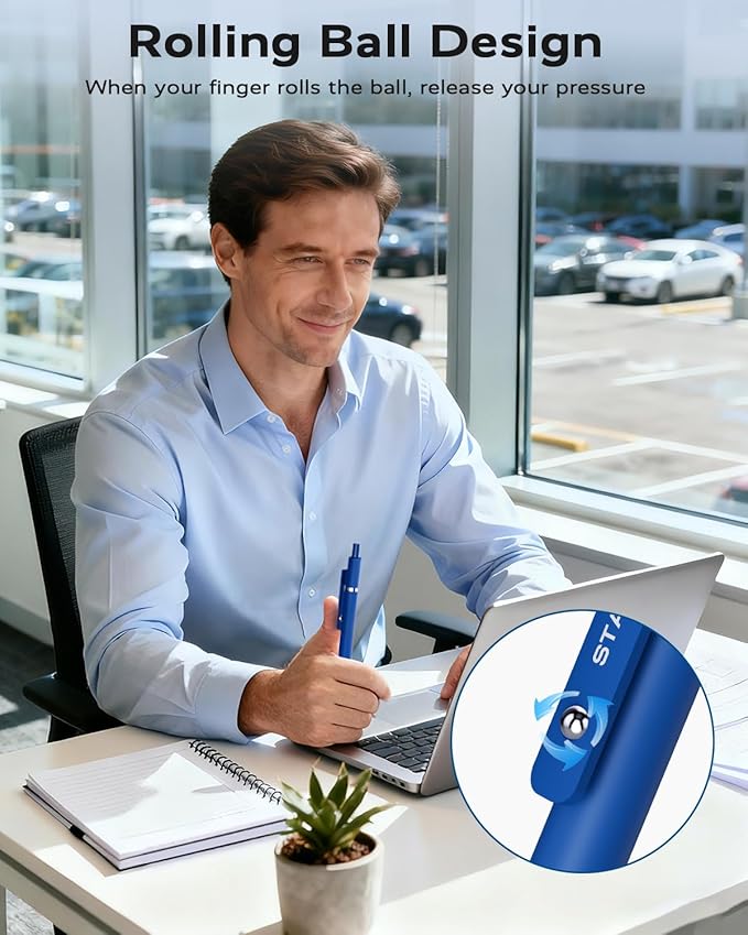 STAGEEK Blue Gel Pens GX3, Fine Point Retractable Smooth Writing Pens - Image 6