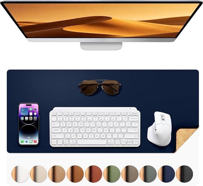 Aothia Dual-Sided Desk Mat, FSC Cork & PU Leather Desk Pad, Large Mouse Pad & by AothiaSimpleNaturalUnique