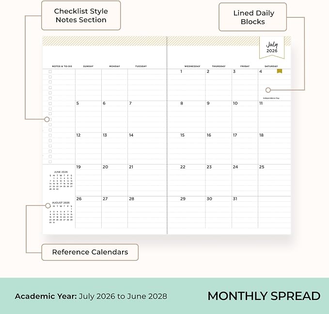 Blue Sky Day Designer 2026-2028 Monthly Academic Year 24 Month Planner Calendar - Image 3