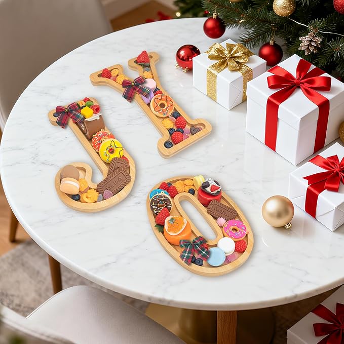 3PCS Bamboo Christmas Decorations Letters Charcuterie Board Box- Joy - Image 7