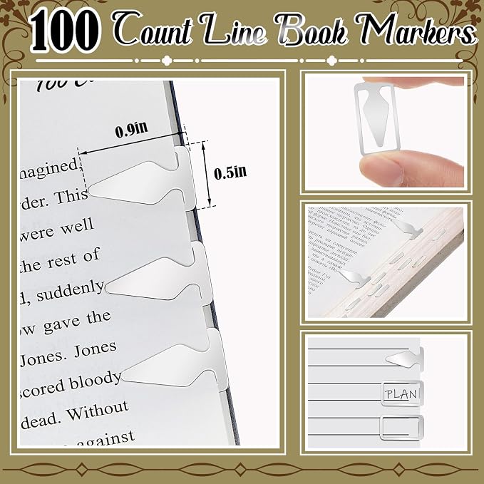 Spakon 100 Count Tin Mixed Metals Book Line Markers Arrow Bookmarks and Page - Image 2