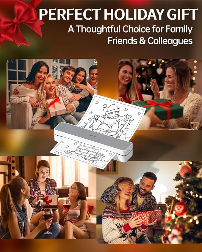 iDPRT Inkless Portable Printer for Travel, 300DPI Wireless Thermal Printer Support 8.5 x 11 Inch US Letter, A4, Small Bluetooth Printers Compatible with iOS, Android Laptop for Office Car Home, Grey-DeskLoop Office