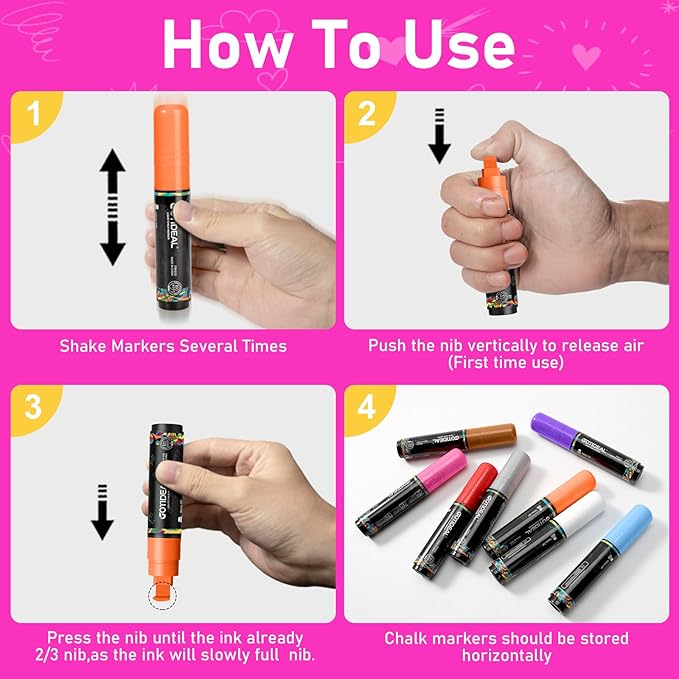 GOTIDEAL Window Markers for Glass Washable,Jumbo Chalk Markers for Blackboard,Car Marker for Auto,Chalkboard,Glass,Mirror,Calendar,School Painting,18 Colors Car Paint Pens with Metallic Colors(10mm)-DeskLoop Office