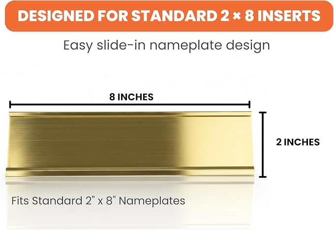 2" x 8" Aluminum Office Desk Nameplate Sign Holder 10 Pack - Image 9