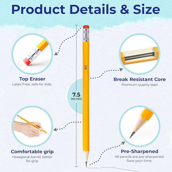 Rosmonde Pencils Bulk, 2500 Pack, Pencils Sets, Pre Sharpened #2, Easy Hold Grip - Image 2