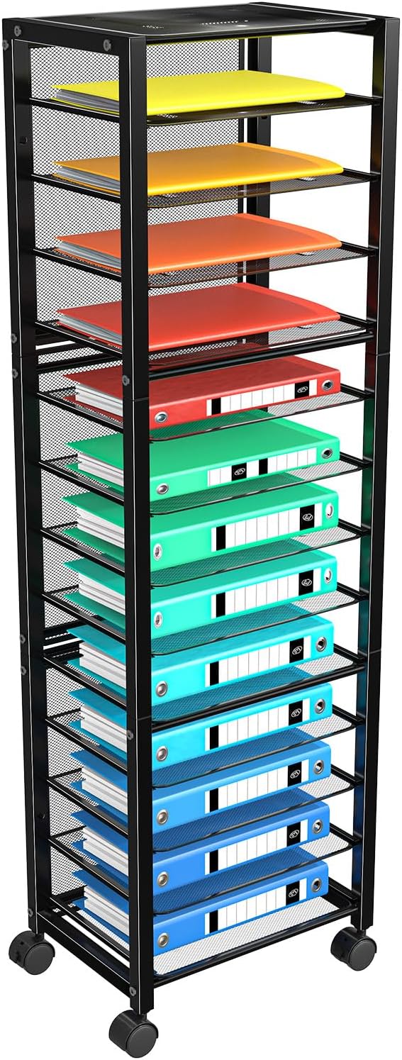Simple Trending 14 Tier Rolling File Cart, Desk File Organizer by SimpleTrending