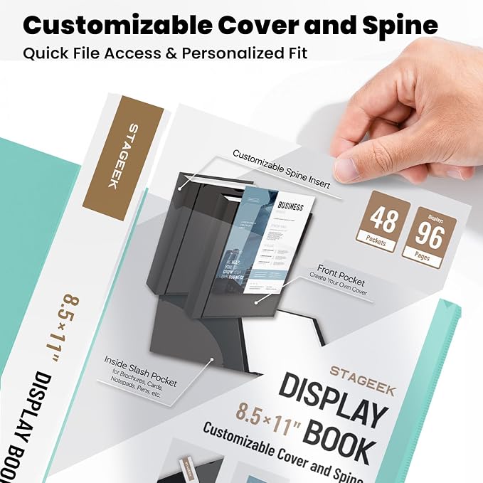STAGEEK 48-Pocket Portfolio Binder Display 96 Pages, 8.5x11 Binder - Image 3