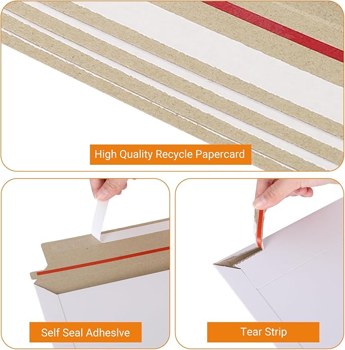 zmybcpack 50 Pack 10x13.5 inch Rigid Mailer Self Seal Photo Document Mailers - Image 3