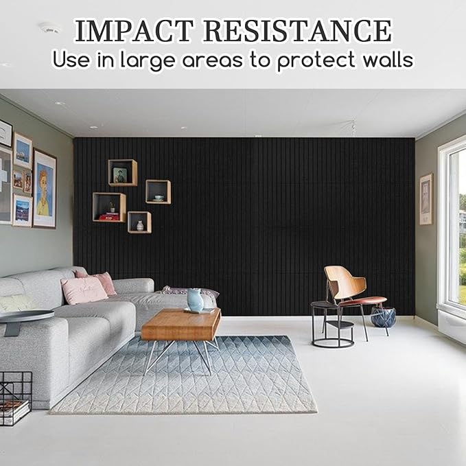 Large Cork Board Alternative, 12 Pack Felt Board with Safe Removable Adhesive Tabs Felt Wall Tiles, Large Cork Boards for Walls, Cork Board for Home Office, Pin Boards for Walls, Stripe Black-DeskLoop Office